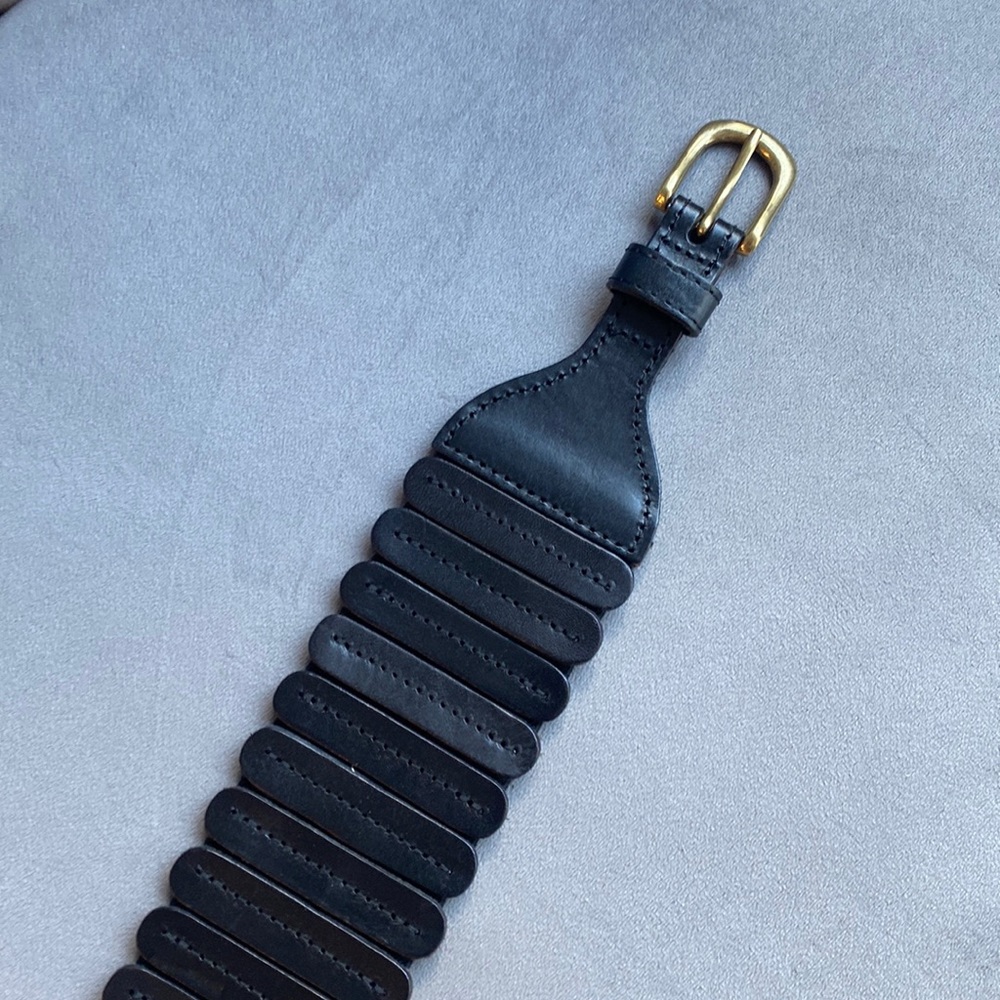 Black Anthropologie elastic leather belt